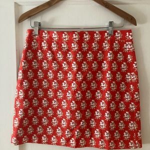 NWT J Crew Mini Ari Orange Color Block grass stretch linen skirt